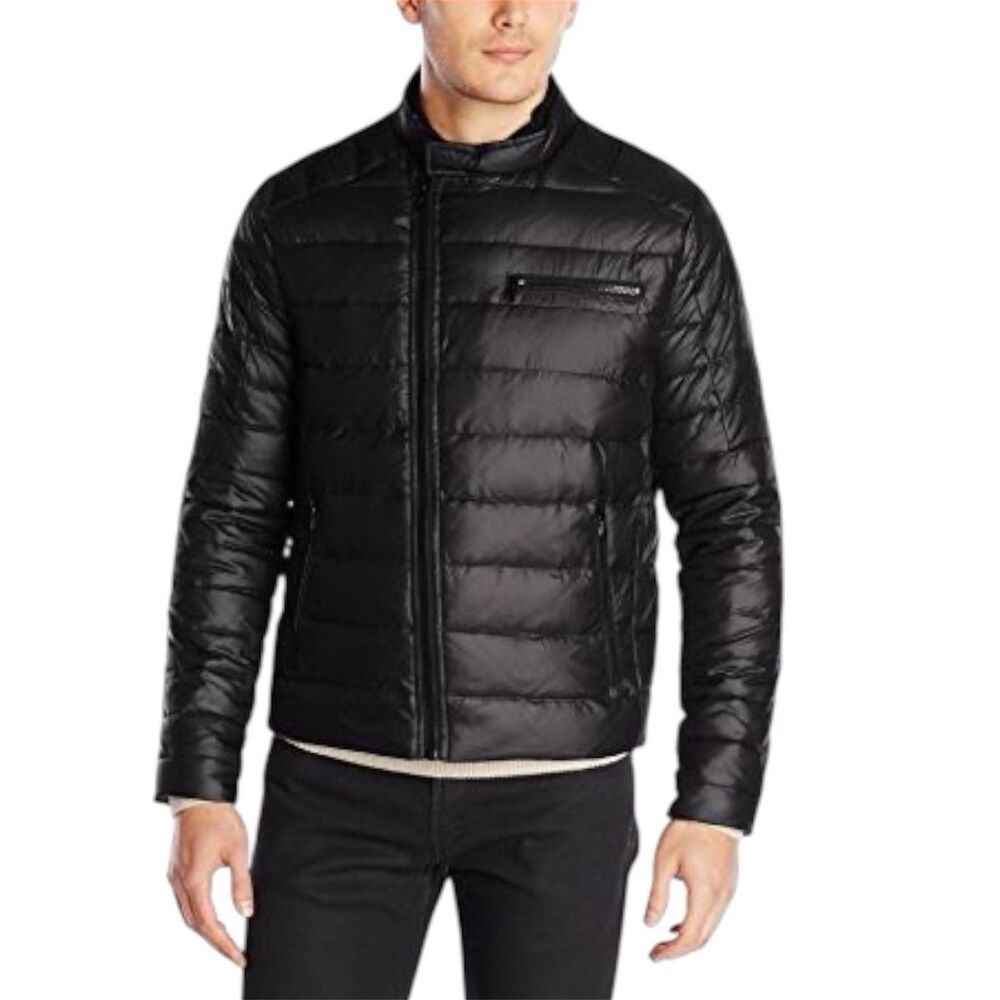 Kenneth Cole Men's Asymmetric Black Puffer Jacket Size Small